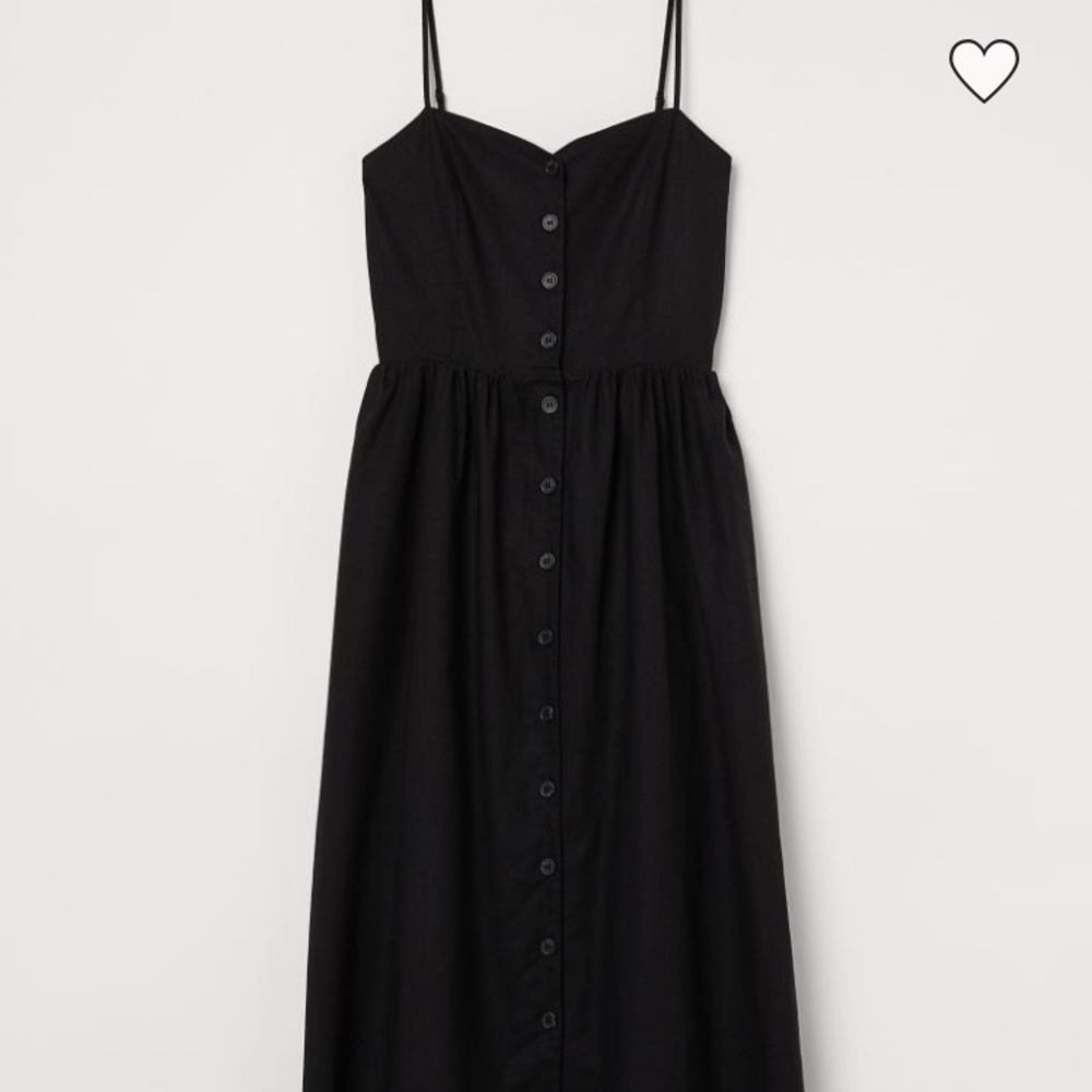 Black H&M Button Down Linen Blend Dress.